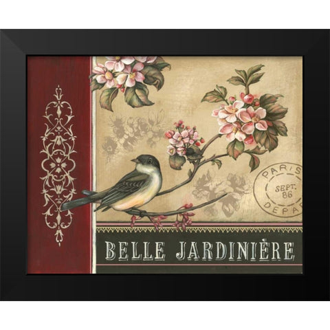 Cherry Blossom Bird Black Modern Wood Framed Art Print by Poloson, Kimberly
