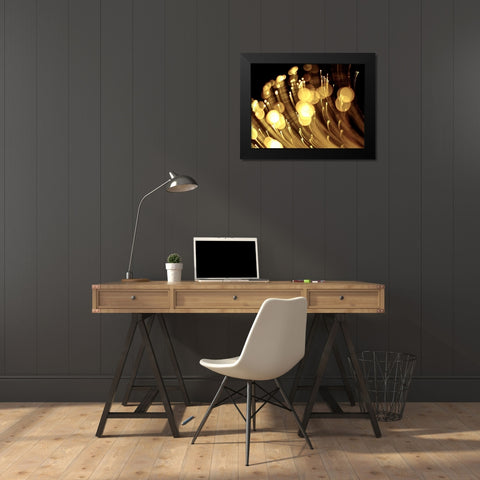 Drops of Gold I Black Modern Wood Framed Art Print by Burkhart, Monika