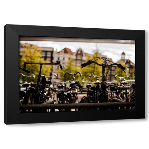 Bicycle Silhouettes Black Modern Wood Framed Art Print with Double Matting by Berzel, Erin