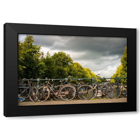 Bikes on Bridge I Black Modern Wood Framed Art Print by Berzel, Erin