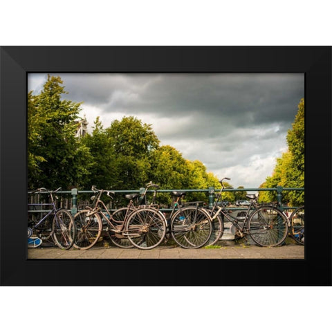 Bikes on Bridge I Black Modern Wood Framed Art Print by Berzel, Erin