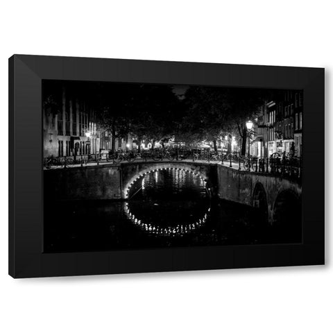 B and W Canal at Night II Black Modern Wood Framed Art Print by Berzel, Erin