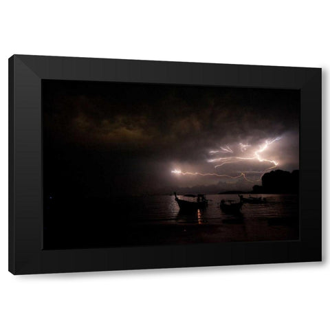 Railay Beach Lightning II Black Modern Wood Framed Art Print by Berzel, Erin