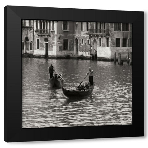 Grand Canal Gondoliers I Black Modern Wood Framed Art Print with Double Matting by Crane, Rita