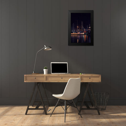 Harbor Lights I Black Modern Wood Framed Art Print by Crane, Rita