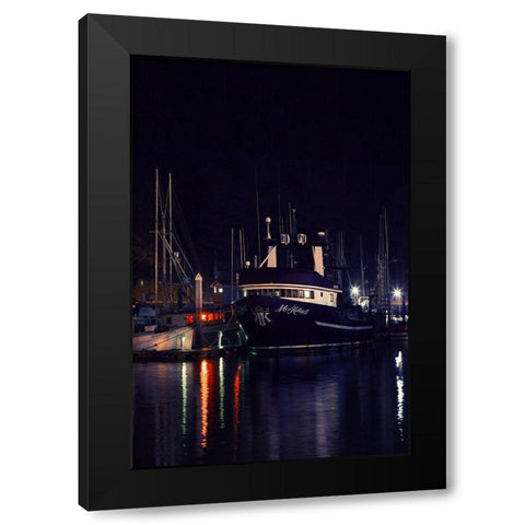 Harbor LIghts II Black Modern Wood Framed Art Print with Double Matting by Crane, Rita