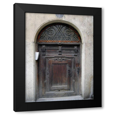 Prague Door III Black Modern Wood Framed Art Print with Double Matting by Christensen, Jim