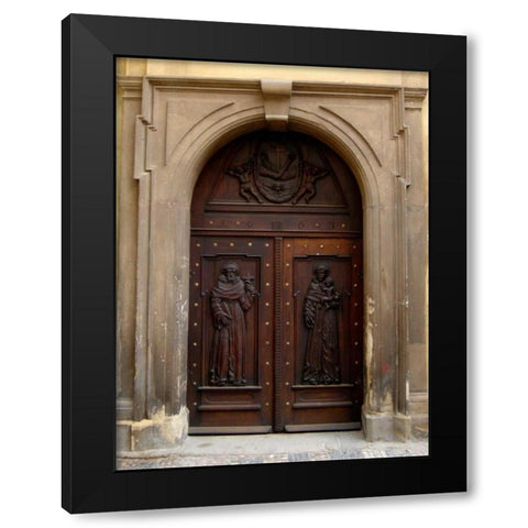 Prague Door V Black Modern Wood Framed Art Print with Double Matting by Christensen, Jim