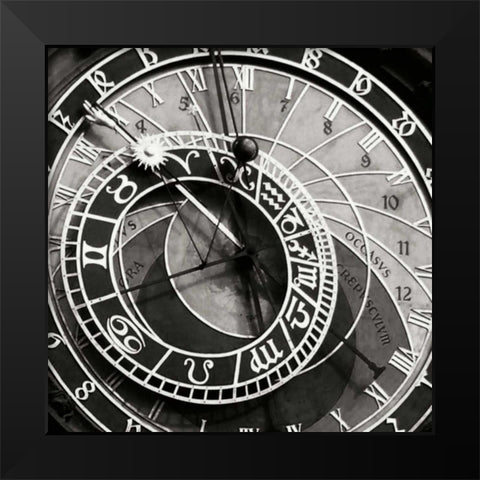 Prague Clock I Black Modern Wood Framed Art Print by Christensen, Jim