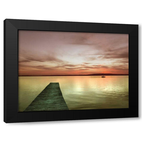 Pier and Sunset I Black Modern Wood Framed Art Print by Christensen, Jim