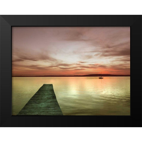 Pier and Sunset I Black Modern Wood Framed Art Print by Christensen, Jim