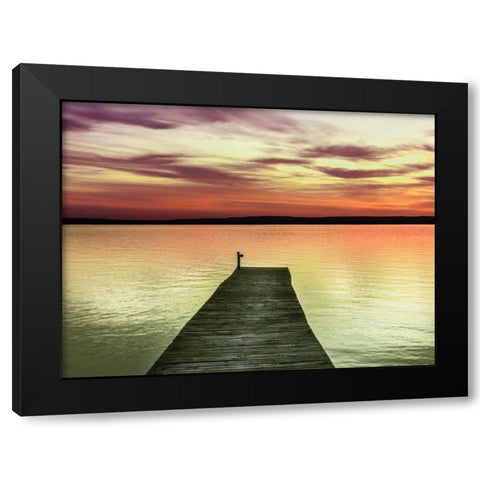 Pier and Sunset II Black Modern Wood Framed Art Print with Double Matting by Christensen, Jim