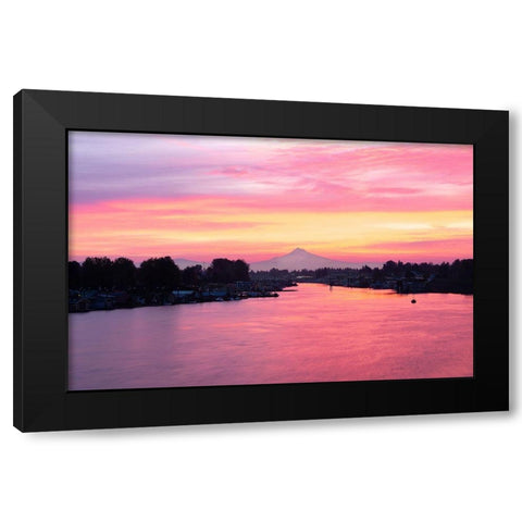 Columbia River Sunrise Black Modern Wood Framed Art Print by Hellmann, Stan