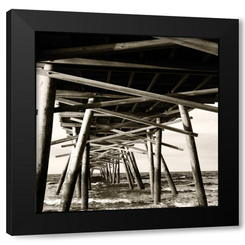 Atlantic Pier Sq. II Black Modern Wood Framed Art Print by Hausenflock, Alan