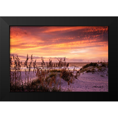 Fiery Beach Sunrise Black Modern Wood Framed Art Print by Hausenflock, Alan