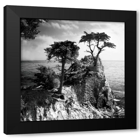 Ocean Cliff Square I Black Modern Wood Framed Art Print with Double Matting by Hausenflock, Alan