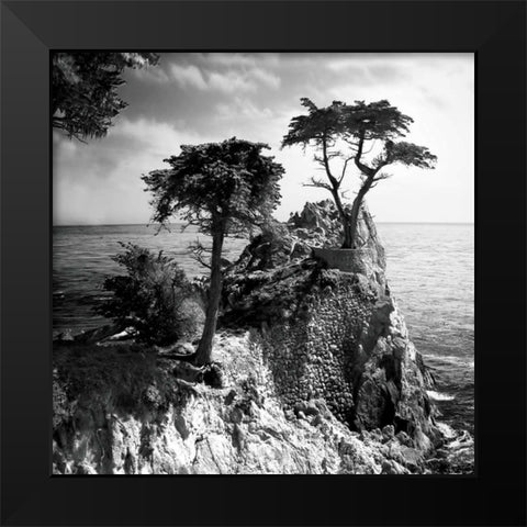 Ocean Cliff Square I Black Modern Wood Framed Art Print by Hausenflock, Alan