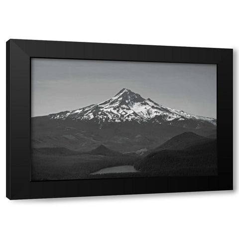 BW Mt. Hood Black Modern Wood Framed Art Print with Double Matting by Kidd, Brian
