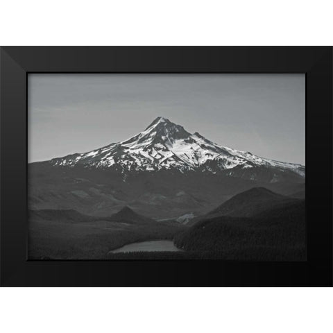 BW Mt. Hood Black Modern Wood Framed Art Print by Kidd, Brian