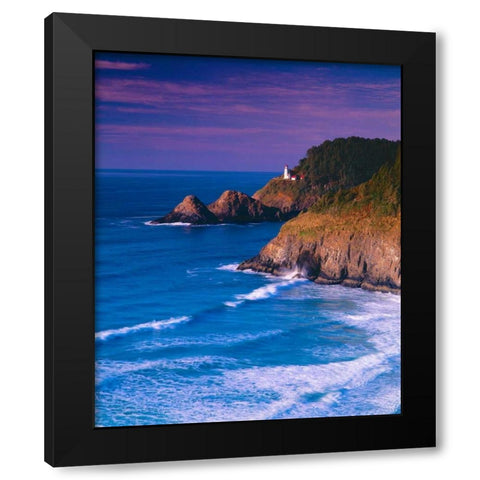 Heceta Head Lighthouse Black Modern Wood Framed Art Print with Double Matting by Leahy, Ike