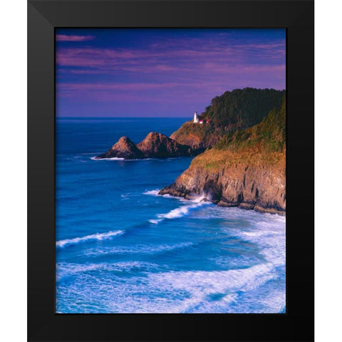 Heceta Head Lighthouse Black Modern Wood Framed Art Print by Leahy, Ike