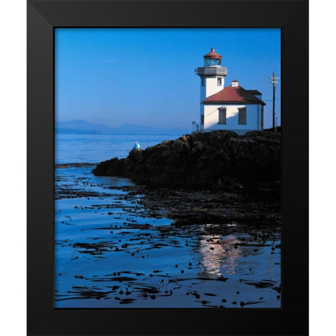 Limekiln Lighthouse Black Modern Wood Framed Art Print by Leahy, Ike