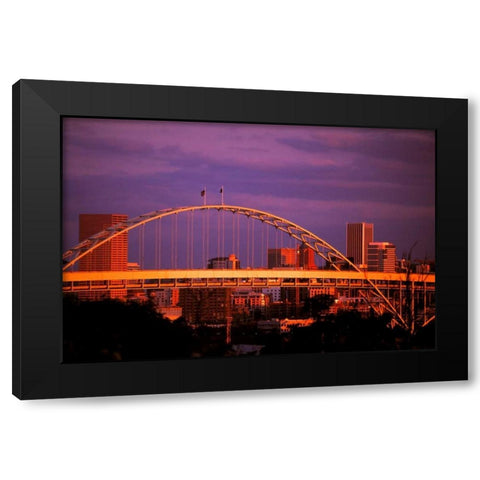 Fremont at Sunset Black Modern Wood Framed Art Print with Double Matting by Leahy, Ike