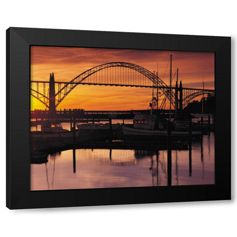Yaquina Bay Sunset Black Modern Wood Framed Art Print by Leahy, Ike