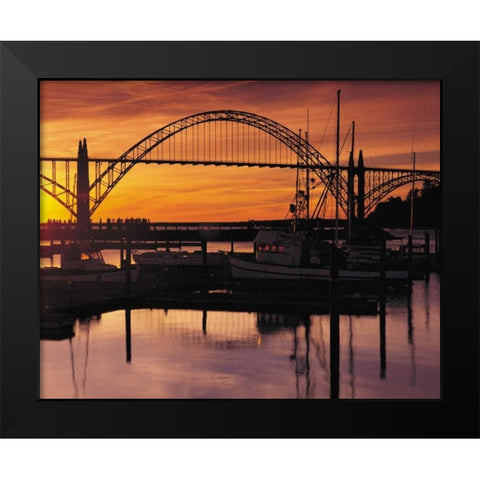 Yaquina Bay Sunset Black Modern Wood Framed Art Print by Leahy, Ike