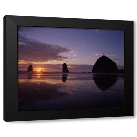 Haystack Rock II Black Modern Wood Framed Art Print by Leahy, Ike