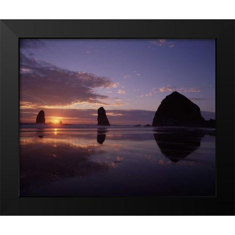 Haystack Rock II Black Modern Wood Framed Art Print by Leahy, Ike