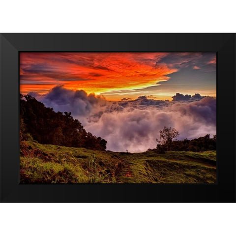 Mountain Cloud Sunset Black Modern Wood Framed Art Print by Malvin, Larry