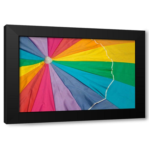Beach Umbrella Black Modern Wood Framed Art Print by Mahan, Kathy