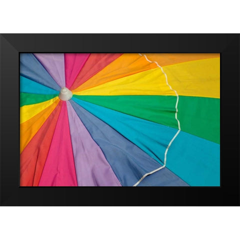 Beach Umbrella Black Modern Wood Framed Art Print by Mahan, Kathy
