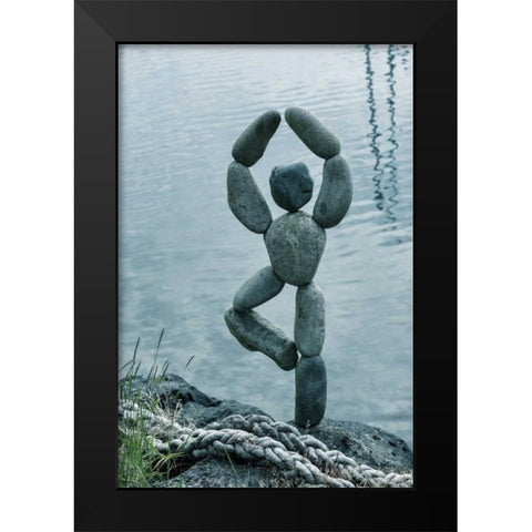 Art with Rocks I Black Modern Wood Framed Art Print by Mahan, Kathy