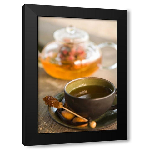 Tea Time Black Modern Wood Framed Art Print by Millet, Karyn