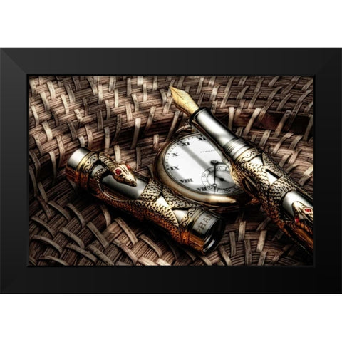 Fountain Pen Still Life Black Modern Wood Framed Art Print by McNemar, C. Thomas