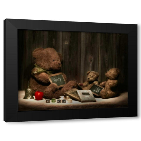 Teddybear School Black Modern Wood Framed Art Print with Double Matting by McNemar, C. Thomas