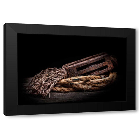 Antique Pulley Black Modern Wood Framed Art Print with Double Matting by McNemar, C. Thomas