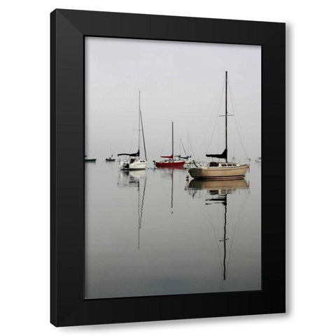 Red Sailboat I Black Modern Wood Framed Art Print with Double Matting by Putman, Tammy