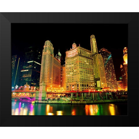 Chicago at Night II Black Modern Wood Framed Art Print by Stefko, Bob
