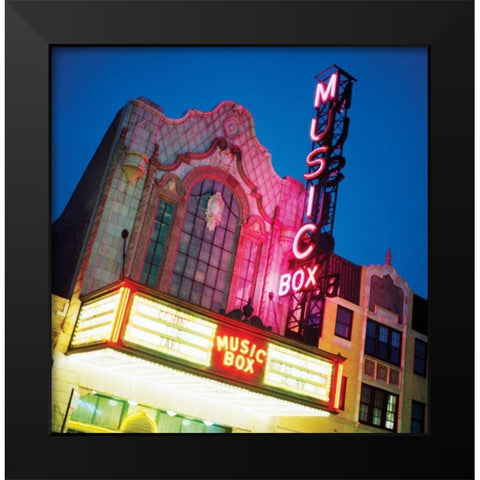 Music Box Theatre Black Modern Wood Framed Art Print by Stefko, Bob