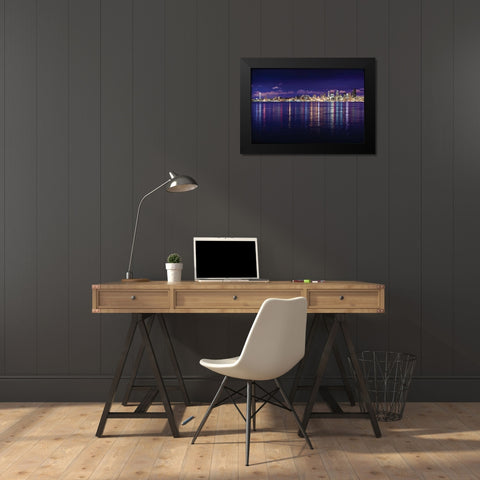 Seattle Skyline I Black Modern Wood Framed Art Print by Stefko, Bob