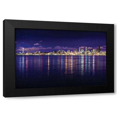 Seattle Skyline I Black Modern Wood Framed Art Print with Double Matting by Stefko, Bob