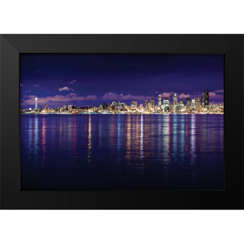 Seattle Skyline I Black Modern Wood Framed Art Print by Stefko, Bob