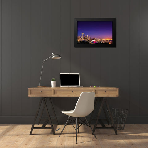Seattle Skyline II Black Modern Wood Framed Art Print by Stefko, Bob