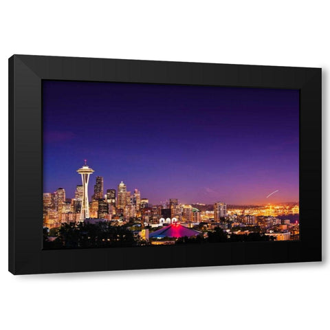 Seattle Skyline II Black Modern Wood Framed Art Print with Double Matting by Stefko, Bob