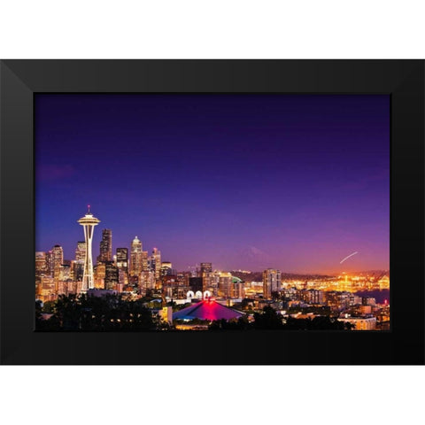 Seattle Skyline II Black Modern Wood Framed Art Print by Stefko, Bob
