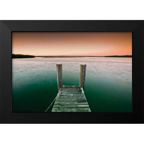 Serene Dock Sunrise IV Black Modern Wood Framed Art Print by Stefko, Bob