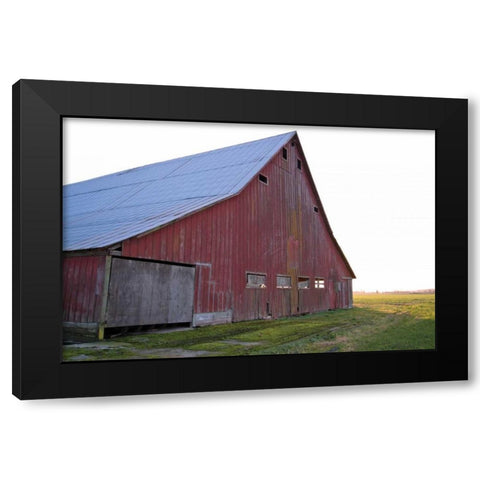 Red Barn at Sunset Black Modern Wood Framed Art Print with Double Matting by Styber, Dana